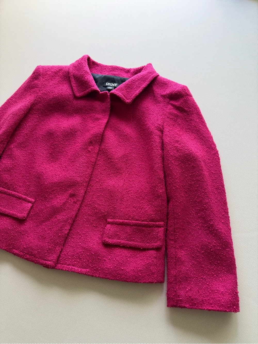 DKNY Pink Collared Button Front Lined Short Jacket Women's Size 2